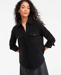 Charter Club Women's Cashmere Collared Shacket, Macy's Exclusive