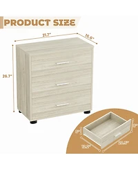 Aheaplus Wooden Storage Dresser with 3-Drawers, Nightstand Food Pads