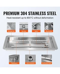 Cozito Drop-in Fire Pit Pan, Stainless Steel H-Burner Kit