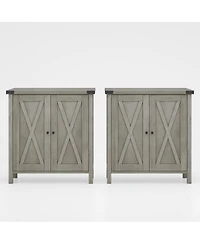homfan Set of 2 Farmhouse Accent Console Cabinet – 2-Door Sideboard with Adjustable Shelves for Living Room, Dining Room or Hallway