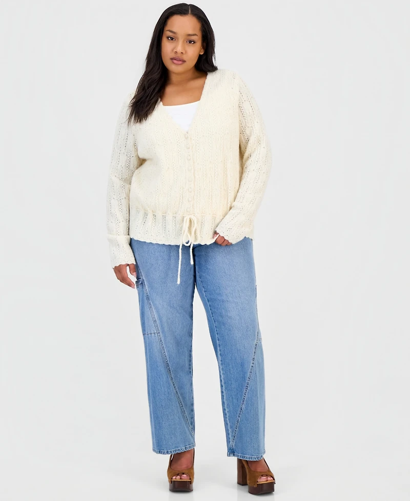 And Now This Trendy Plus Pointelle Drawstring Cardigan, Macy's Exclusive