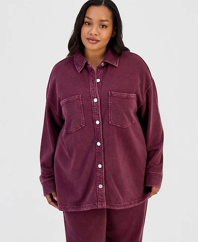 And Now This Trendy Plus Denim-Look Terry Shacket, Macy's Exclusive