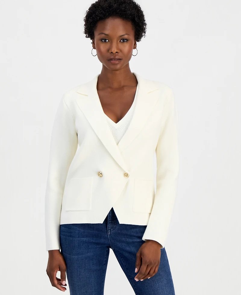 I.n.c. International Concepts Petite Double-Breasted Patch Pocket Sweater, Macy's Exclusive