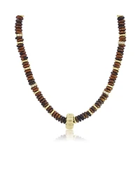 The Lovery Tigers Eye Bead Rondel Necklace 18K Gold Plated Over Brass