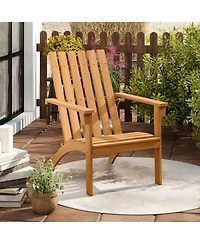 Sugift Acacia Wood Adirondack Chair with 100-Degree Backrest and Deep Curved Seat