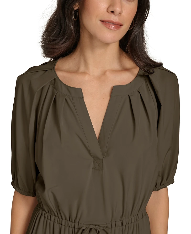 Calvin Klein V-Neck Elastic Waistband Midi Dress