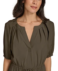 Calvin Klein V-Neck Elastic Waistband Midi Dress