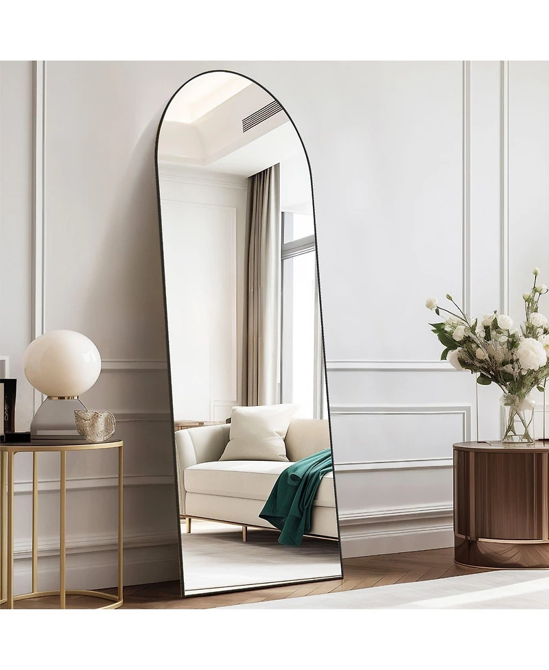 Busdays 21 x 64 Inch Floor Standing Mirror Wall Mirror with Stand Aluminum Alloy Thin Frame