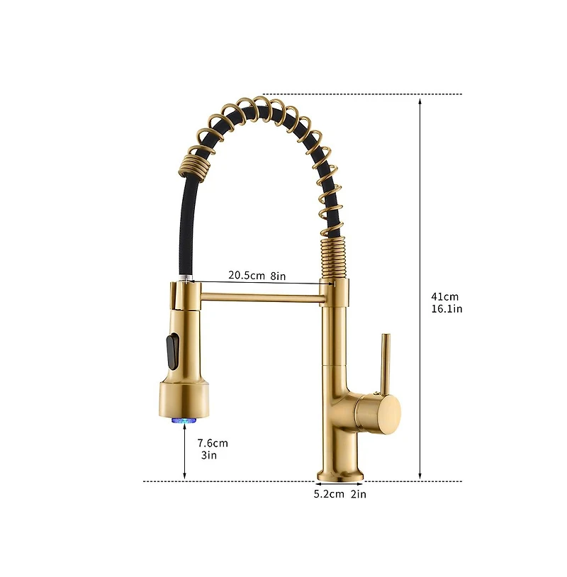 Phying Commercial Led Kitchen Faucet with Pull Down Sprayer, Single Handle Single Lever Kitchen Sink Faucet