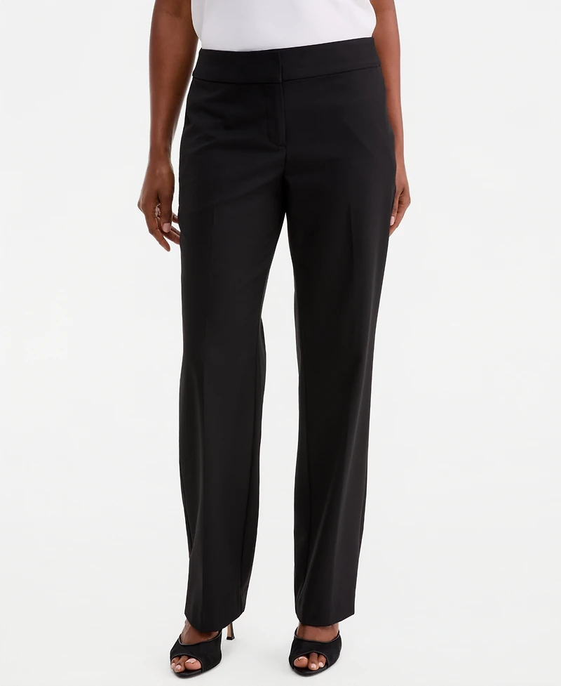 Kasper Women's Washable Bi-Stretch Mid-Rise Fly-Front Straight Pants, Regular & Petite