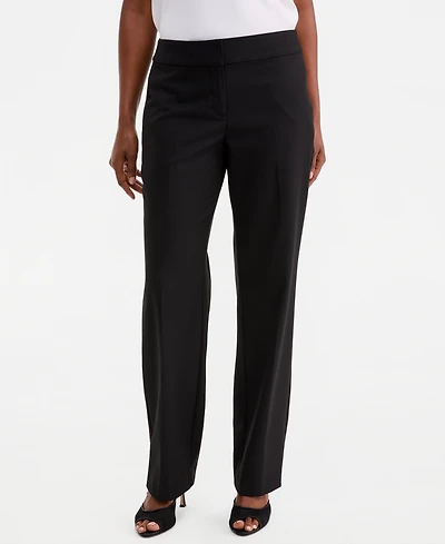 Kasper Women's Washable Bi-Stretch Mid-Rise Fly-Front Straight Pants, Regular & Petite