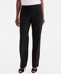 Kasper Women's Washable Bi-Stretch Mid-Rise Fly-Front Straight Pants, Regular & Petite