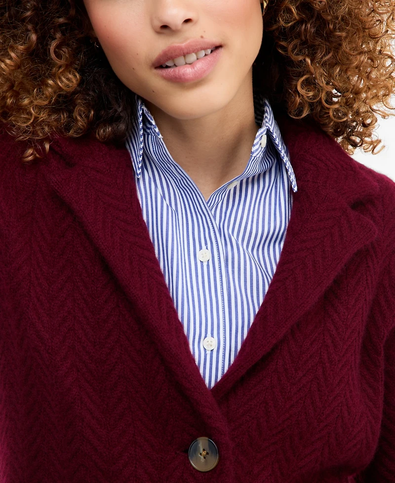 Charter Club Petite Herringbone-Stitch Button-Front Cashmere Jacket, Exclusively at Macy's