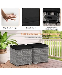 Sugift Set of 2 Pe Wicker Patio Ottomans with Hidden Storage, 16 in