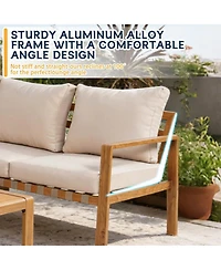 Asagikoiai 4 Piece Aluminum Patio Sectional Set with Cushions and Coffee Table