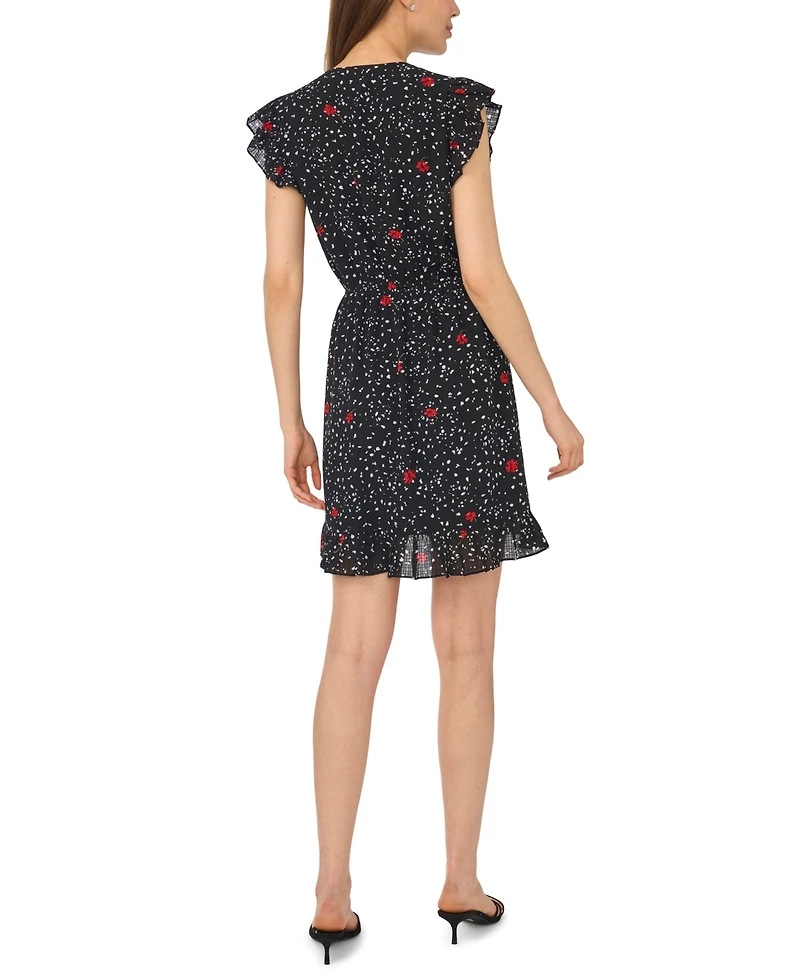 CeCe Women's Ruffle V-Neck Wrap Mini Dress
