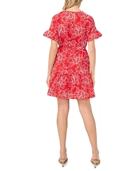 CeCe Women's Printed Relaxed Crewneck Mini Dress
