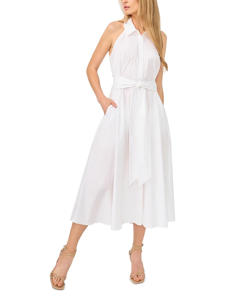 CeCe Women's Collared Neck Midi Dress
