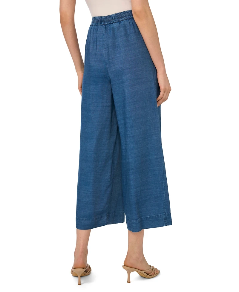 CeCe Women's Scallop Chambray Pull-On Pants
