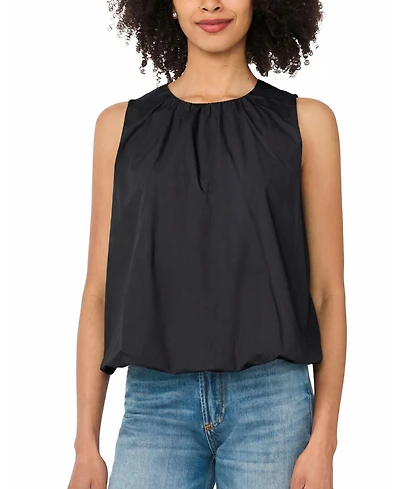 CeCe Women's Solid Crewneck Bubble Top