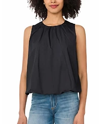 CeCe Women's Solid Crewneck Bubble Top