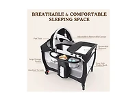 Kinder King 4-in-1 Portable Baby Playard with Bassinet, Changing Table and Canopy