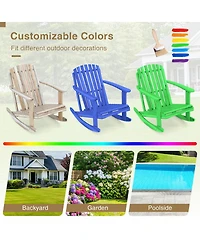 Sugift Acacia Wood Adirondack Rocking Chair with High Fanned Back and Wide Armrests