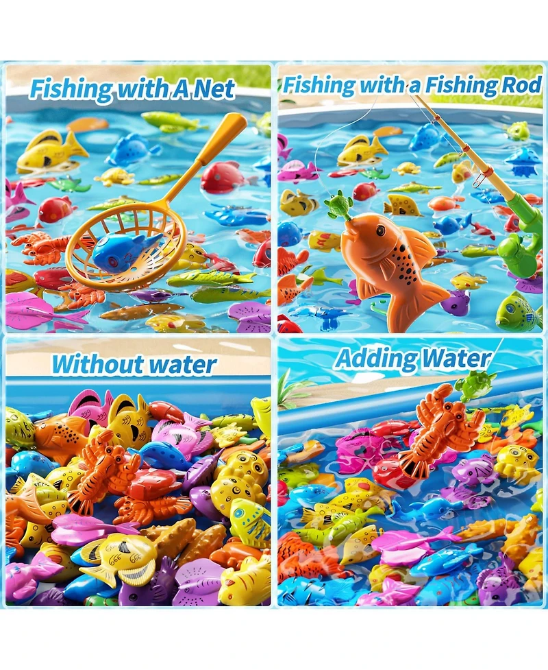 Gnuadz 51 Magnetic Fishing Toy Pool Bathtub Game Rod Net Floating Fish Kids