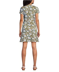 Lands' End Women's Cotton Modal V Neck Mini Wrap Dress