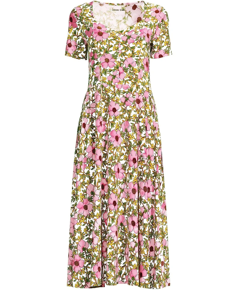 Lands' End Women's Silky Knit Sweetheart Midi Dress