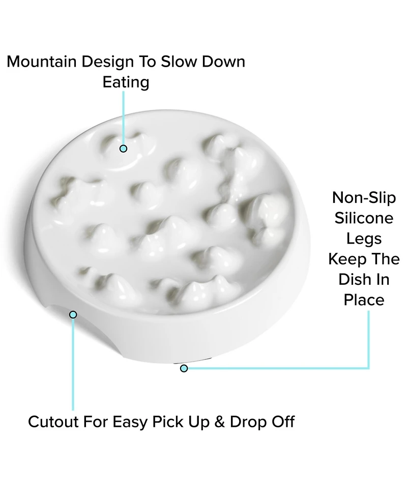CatGuru Cat Slow Feeder, Set Of Two, Marshmallow