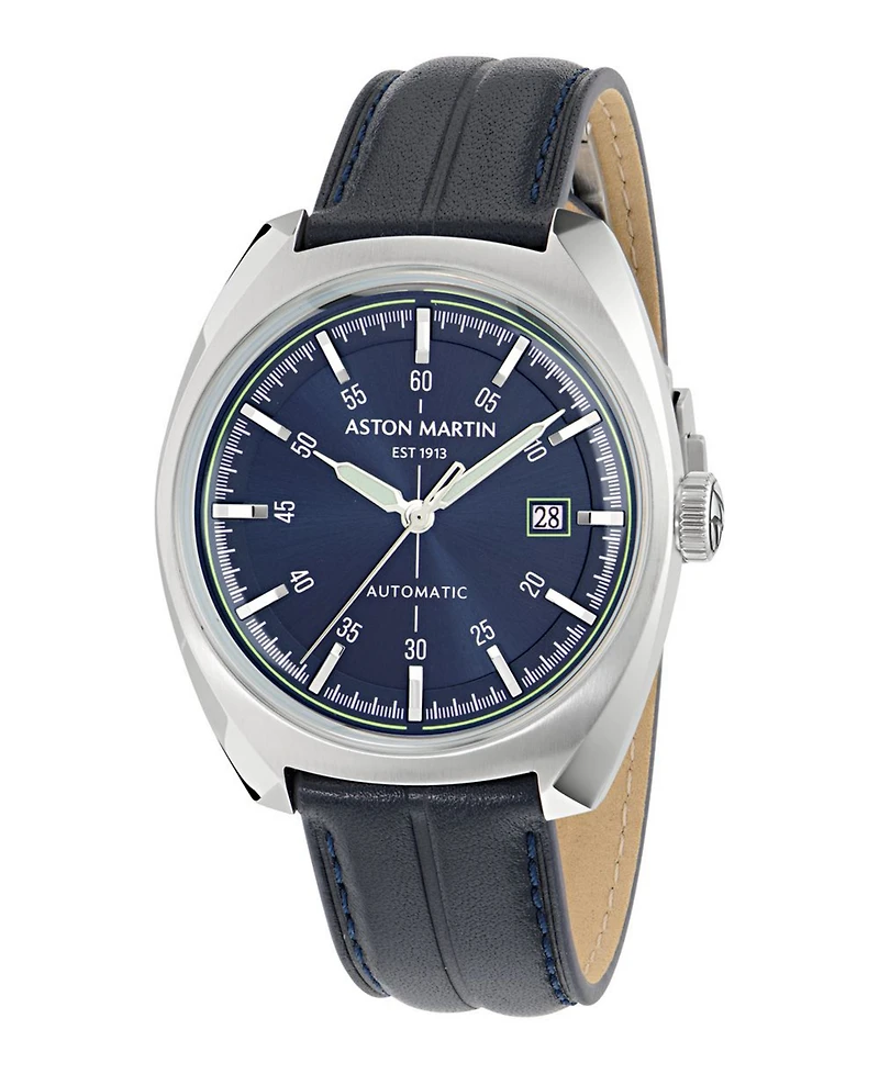 Aston Martin F1 Men's Automatic Blue Leather Strap Watch 41mm