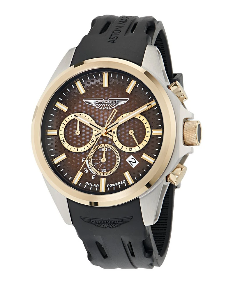 Aston Martin F1 Men's Quartz Brown Guilloche Silicone Strap Watch 44mm