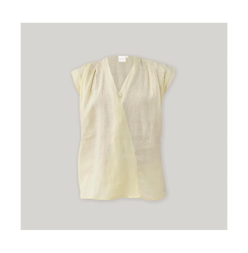 Reistor Women's V-neck Linen Overlap Top