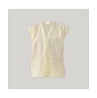 Reistor Women's V-neck Linen Overlap Top