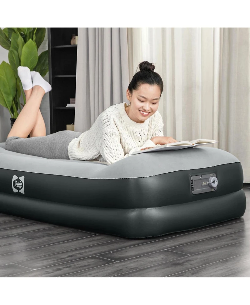 Sealy Baby Tritech Twin Sized 16" Air Mattress Bed 2 Person w/Built-In Ac Pump & Bag