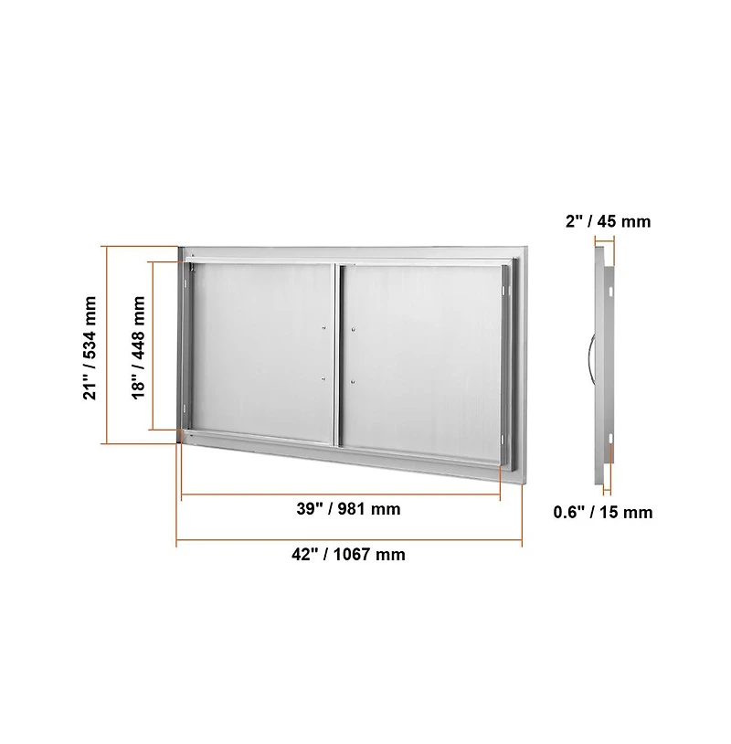 Sugift Bbq Access Door in Double Stainless Steel Flush Mount