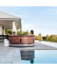 MSpa M Spa Round Inflatable Bubble Massage Spa, 4 to 6 Person Outdoor Hot Tub, Duet