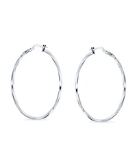 Bling Jewelry Big Lightweight Rope Cable Twist Hoop Earrings .925 Sterling Silver