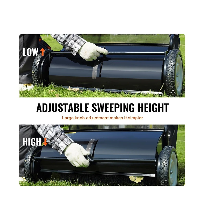 Sugift 26 in Push Lawn Sweeper with 2.6 cu ft Leaf and Grass Collector