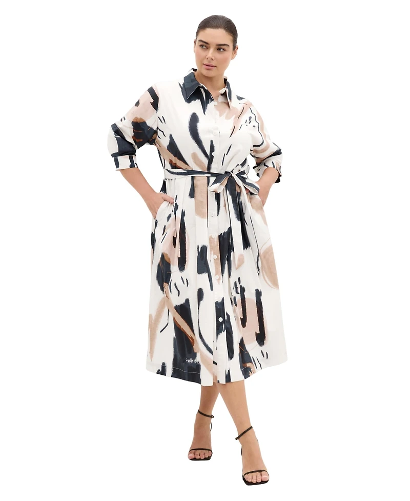 City Chic Women's Plus Exhibit Print Shirt Dress