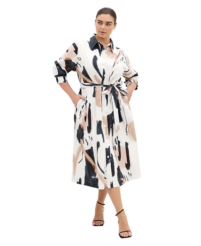 City Chic Women's Plus Exhibit Print Shirt Dress