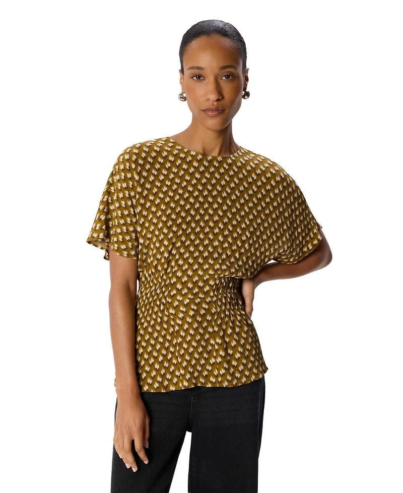 Whistles Women's Ikat Spot Shirred Blouse