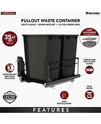 Rev-a-Shelf Double Pullout Trash Cans 35 qt. with Soft-close, 53WC-1835SCDM-217