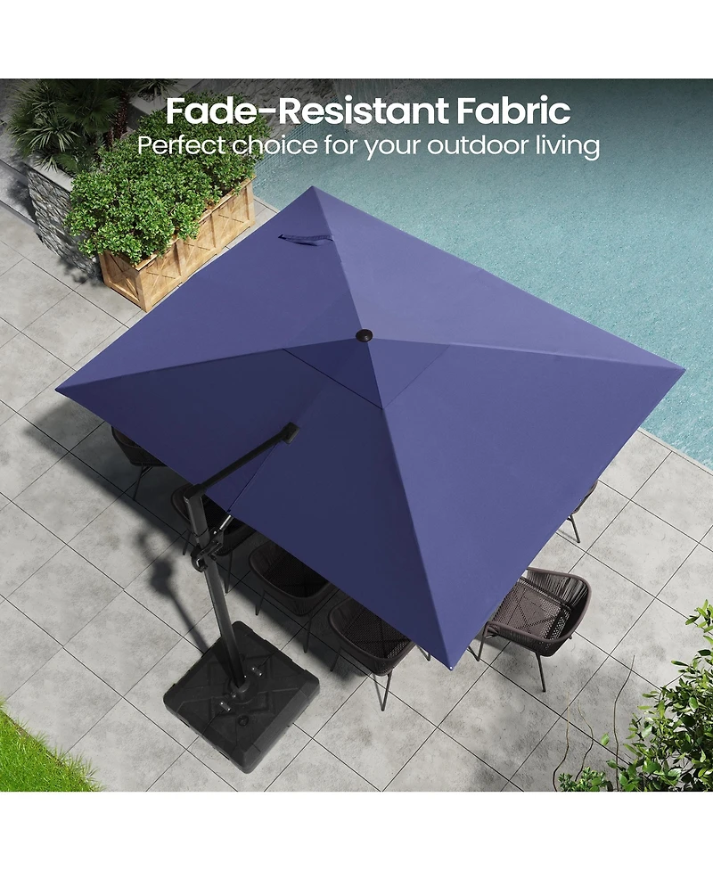Pellebant Outdoor Patio 9X12Feet Aluminum Cantilever Umbrella With Umbrella Base