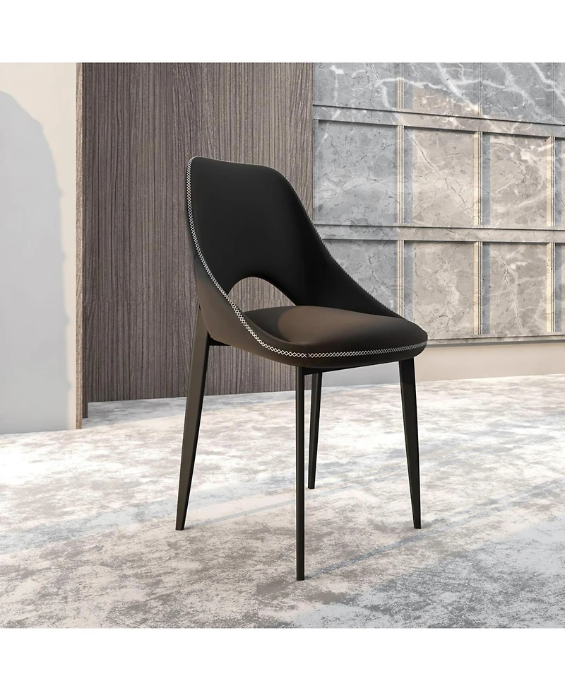LeisureMod Amalfi Upholstered Fabric Dining Chair Modern Side with Iron Legs, Mid-Century Accent for Room or Kitchen