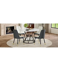Streamdale Furniture Circular Mdf Dining Table with 4 Spliced Pu Chairs