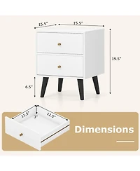 Slickblue Stylish Mid-Century Nightstand with Raised Legs and Golden Knobs
