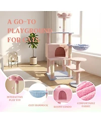 Streamdale Furniture flower cat tree with large condo removable flower cushion and hammock