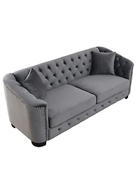 Streamdale Furniture77 inch Modern Chesterfield Velvet Sofa, Tufted